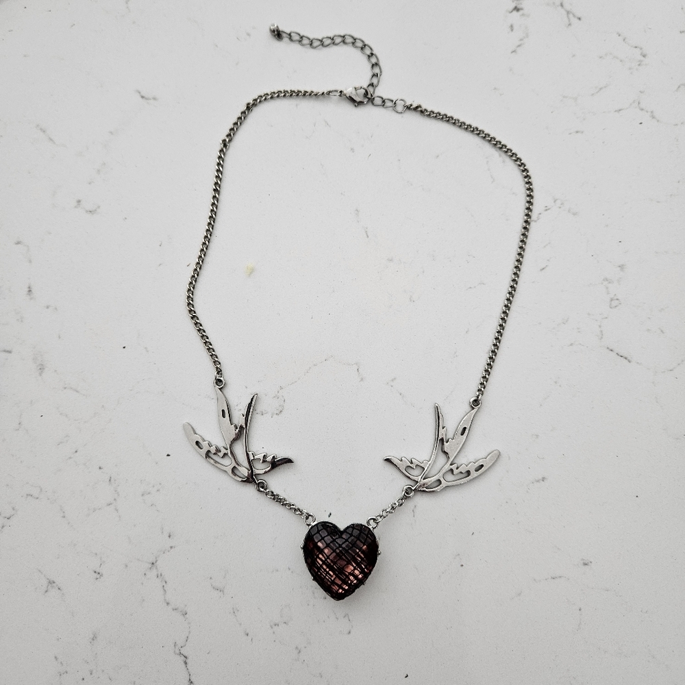 Y2K Silver Chain Bracelet with Heart Pendant
